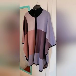 Anne Klein | Color block Poncho with full zipper